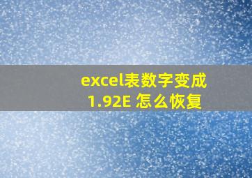 excel表数字变成1.92E 怎么恢复